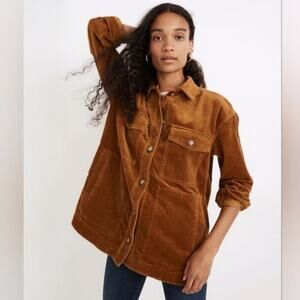 Madewell Cordouroy Yorkway Brown Antique Gold Shacket Shirt Jacket Size M (0693)